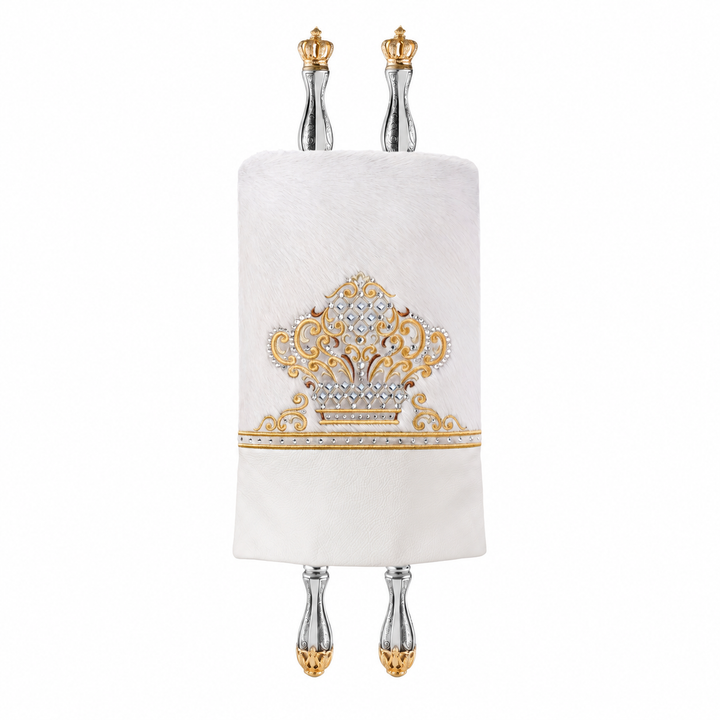 Fur and Leather Torah Mantle - Style #381 - White