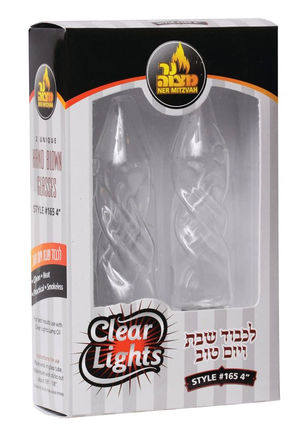 2-Pk. Clear Lights Glass Style #165 - 4" (Wide Twist Shape) — Judaica Square