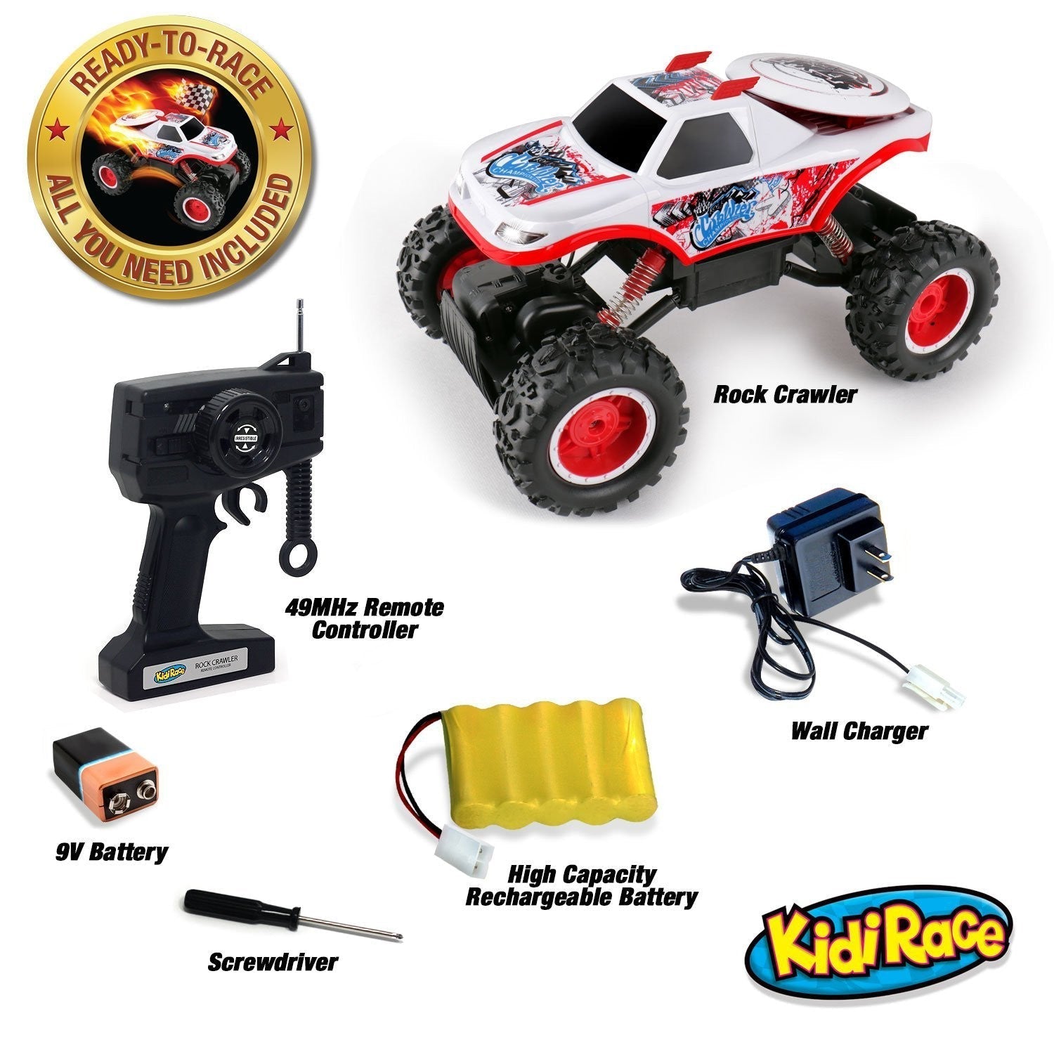 KidiRace All-Terrain RC Rock Crawler, White — truck, view 4 | Judaica Square Lakewood