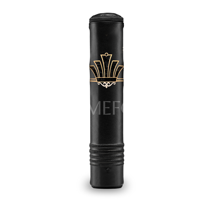 Black Leather Megillah Holder, with Black Velvet and Gold Embroidery - Megillah Cases