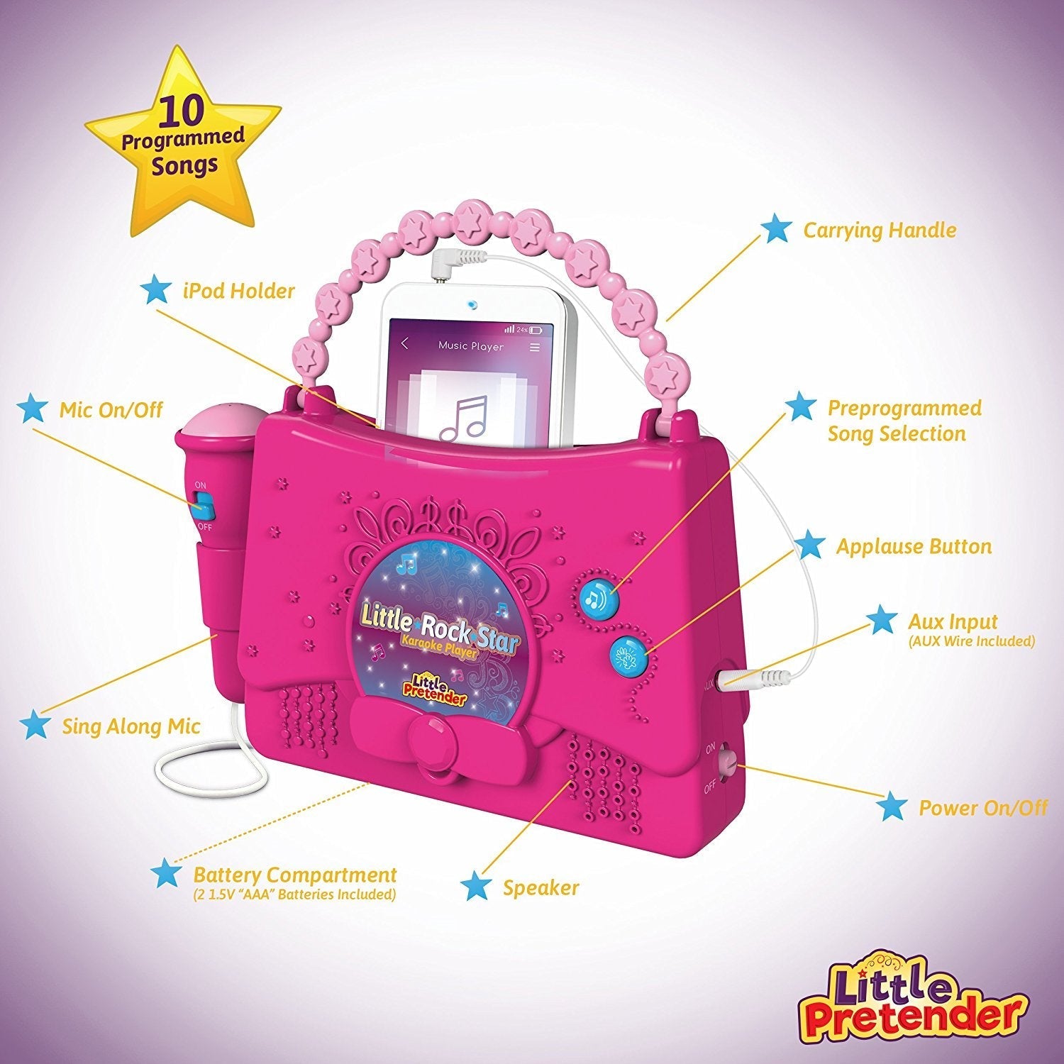 Little Pretender Little Rock Star Kids Karaoke Machine with Mic — toddler, view 3 | Judaica Square Lakewood
