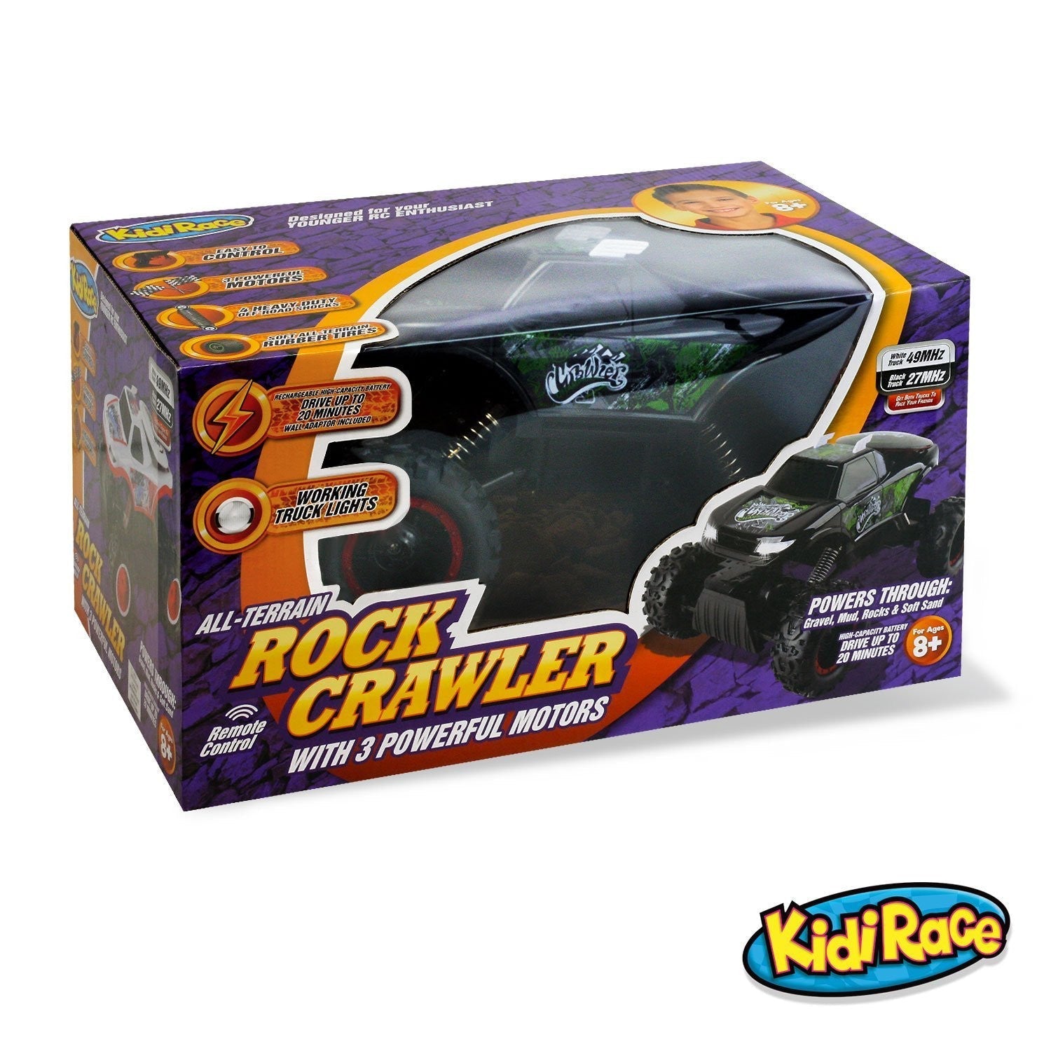 KidiRace All-Terrain RC Rock Crawler, Black — truck, view 5 | Judaica Square Lakewood