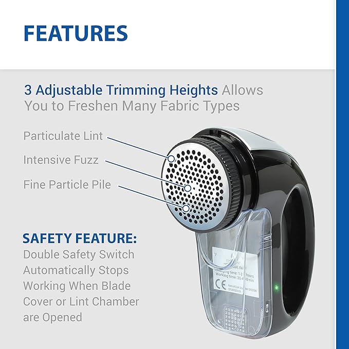 StarkFine Rechargeable Fabric Shaver - Lint Remover with Bonus Blade — product view, view 5 | Judaica Square Lakewood