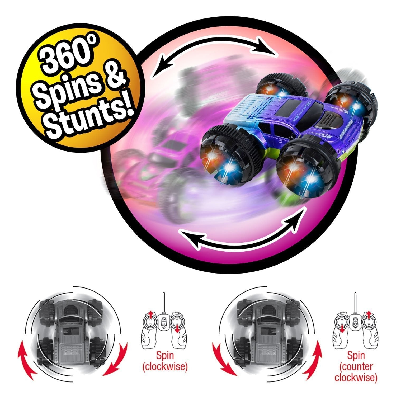 KidiRace RC 360 Stunt Car, Blue - Double-Sided Remote Control Car — product view, view 5 | Judaica Square Lakewood