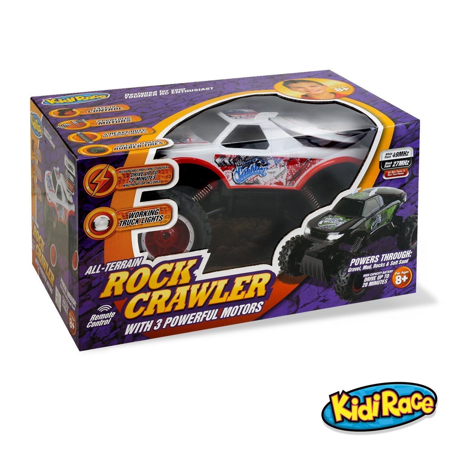 KidiRace All-Terrain RC Rock Crawler, White — truck, view 6 | Judaica Square Lakewood