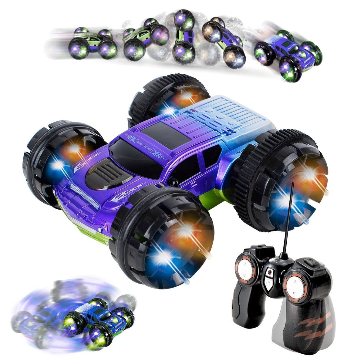KidiRace RC 360 Stunt Car, Blue - Double-Sided Remote Control Car — product view, view 6 | Judaica Square Lakewood