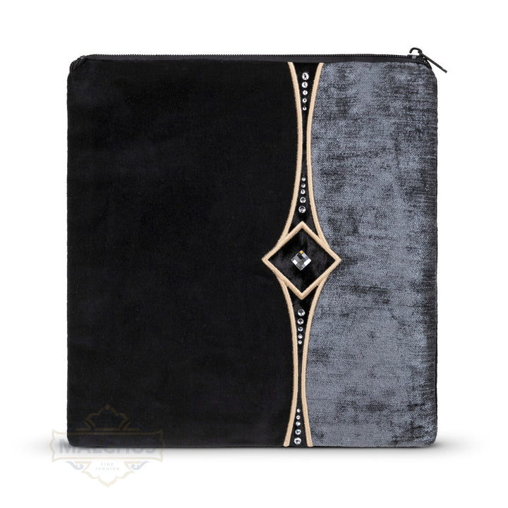 Black velvet tallis and tefillin bag, gold embroidery, design #831 | Judaica Square Lakewood