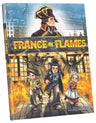 France in Flames comic at an angle, Napoleon above three children escaping a fire