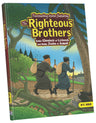 The Righteous Brothers comic at an angle, two brothers walking a forest road with sacks