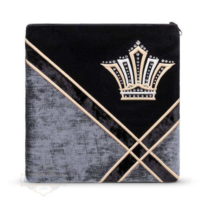 Black velvet tallis and tefillin bag with gold embroidery, design #841 | Judaica Square Lakewood