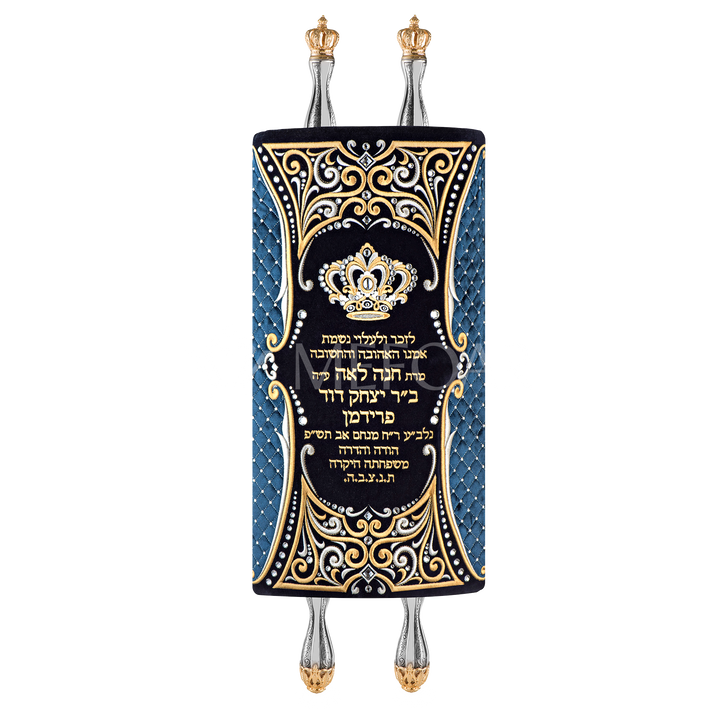 Velvet Torah Mantle - Style #1318 - Navy