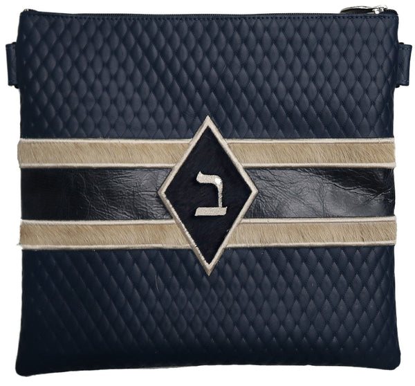 Prestige Leather Tallit & Tefillin Bag — Geometric Design, Premier Collection (850I-CO2)