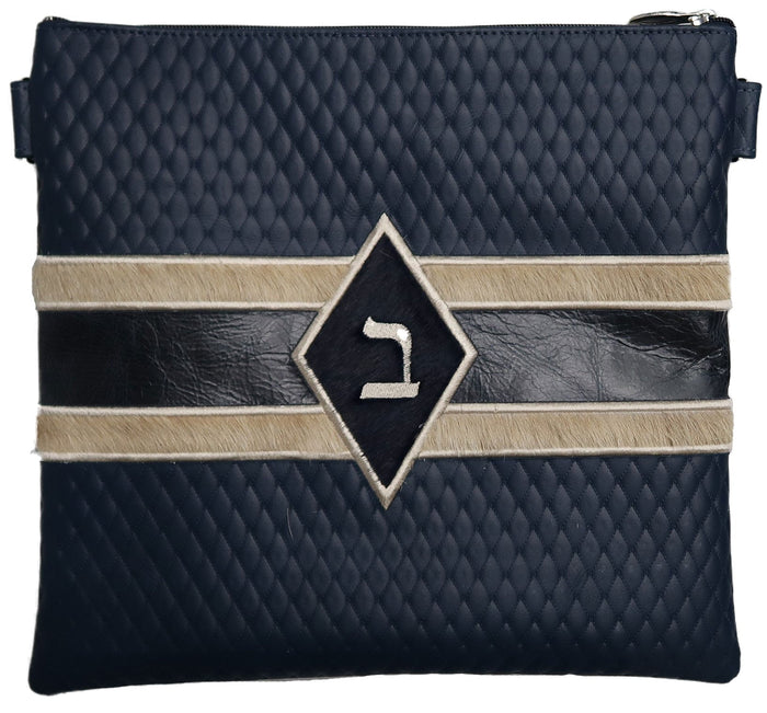 Prestige Leather Tallit & Tefillin Bag — Geometric Design, Premier Collection (850I-CO2)