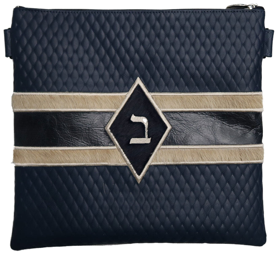 Personalization preview — Leather Tallit & Tefillin Bag — Geometric Design, Premier Collection