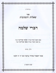 Shut Divrei Shlomo Volume 6 - ספר שו"ת דברי שלמה חלק ו