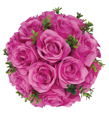 8" Rose Ball with Leaves, Multiple Colors