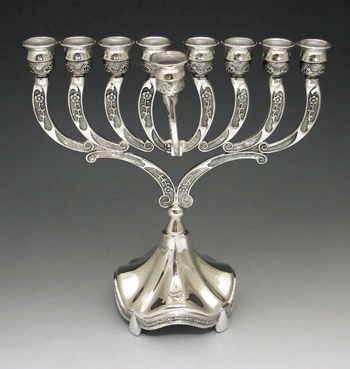 Pewter Oil or Candle Menorah 9" (M-883P)