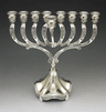 Pewter Oil or Candle Menorah 9" (M-883P)