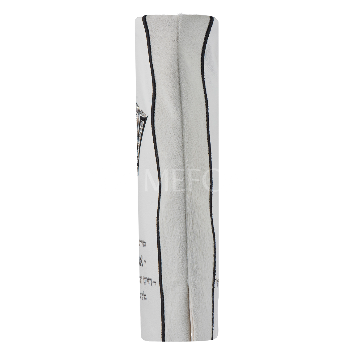 Leather Fur Torah Mantle - Style 442 -White - Image 3