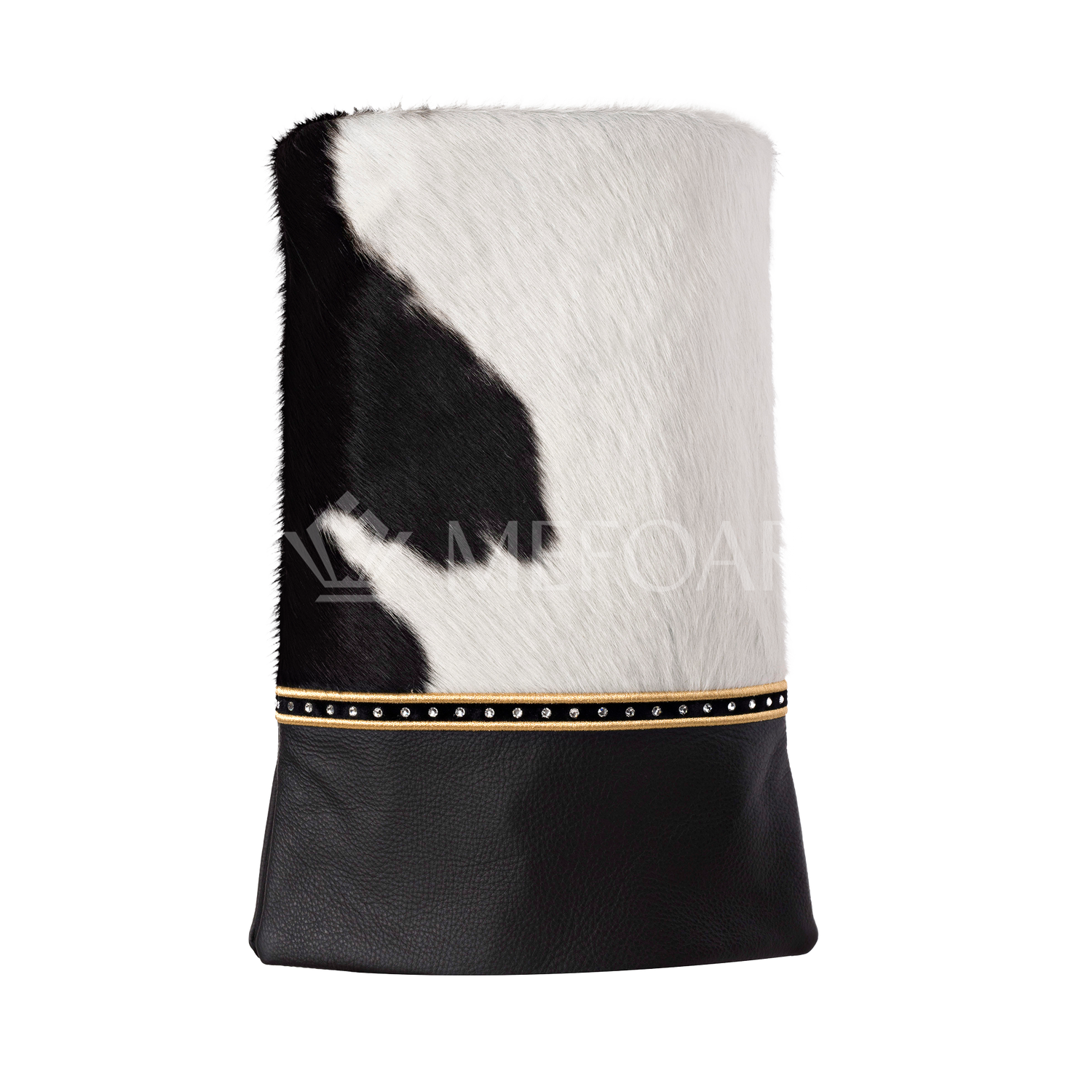 Fur and Leather Torah Mantle - Style 3334 - Black and White - Image 4