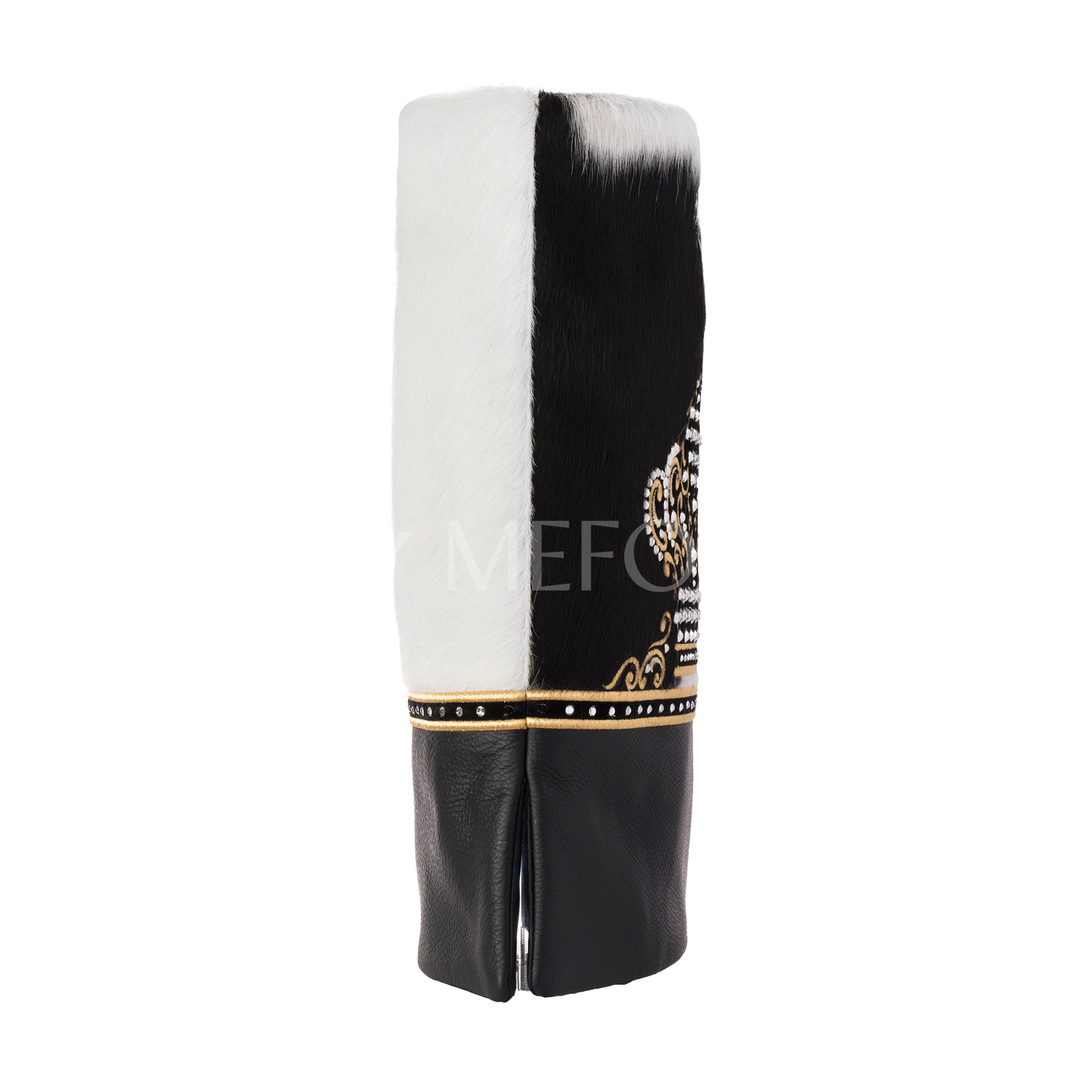 Fur and Leather Torah Mantle - Style 3334 - Black and White - Image 3