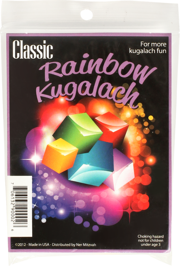 Classic Rainbow Kugelech — five colored kugelech stones scattered on a flat surface | Judaica Square Lakewood