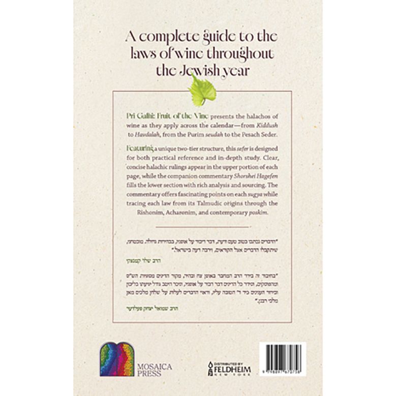 Fruit of the Vine by Rabbi Shaya Friedman, back cover
