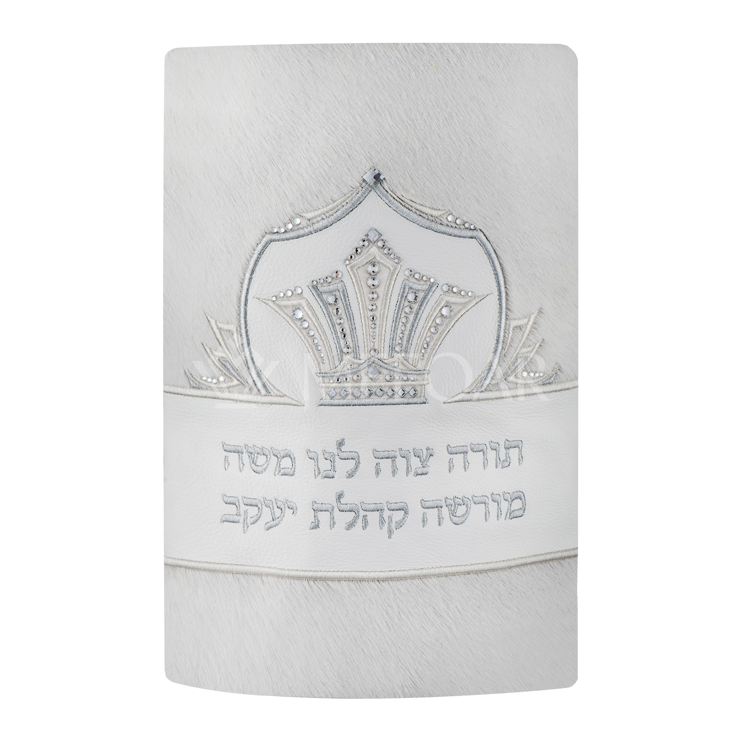 Fur an Leather Torah Mantle - Style 435 -White - Image 2