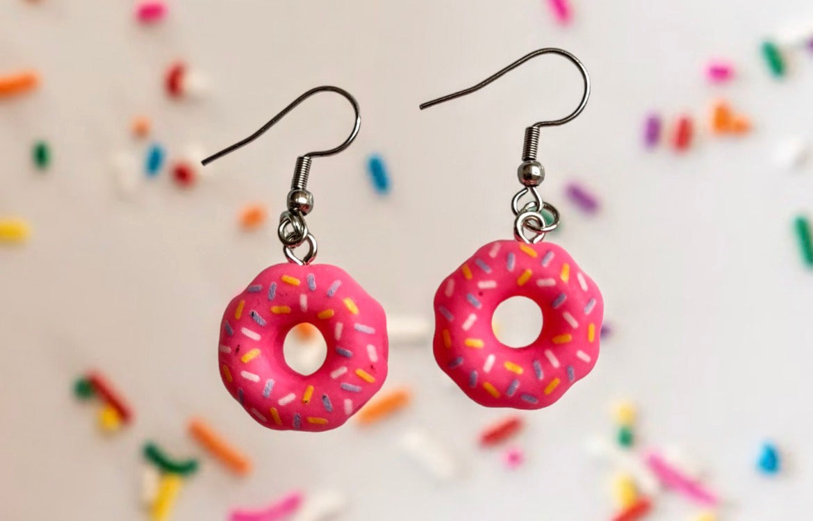 Sprinkle Donut Earrings — frosted donuts with rainbow sprinkles | Judaica Square Lakewood (view 8)