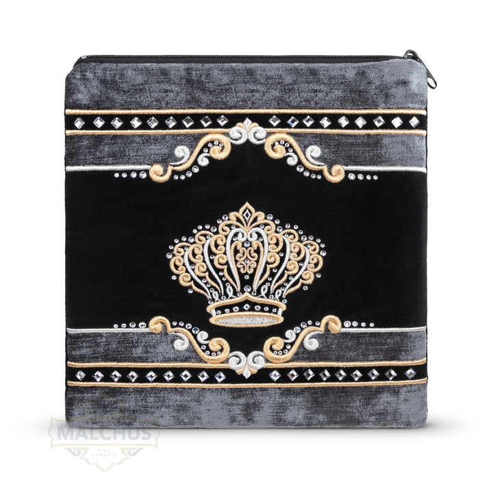Black velvet tallis and tefillin bag, gold embroidery, design #941 | Judaica Square Lakewood