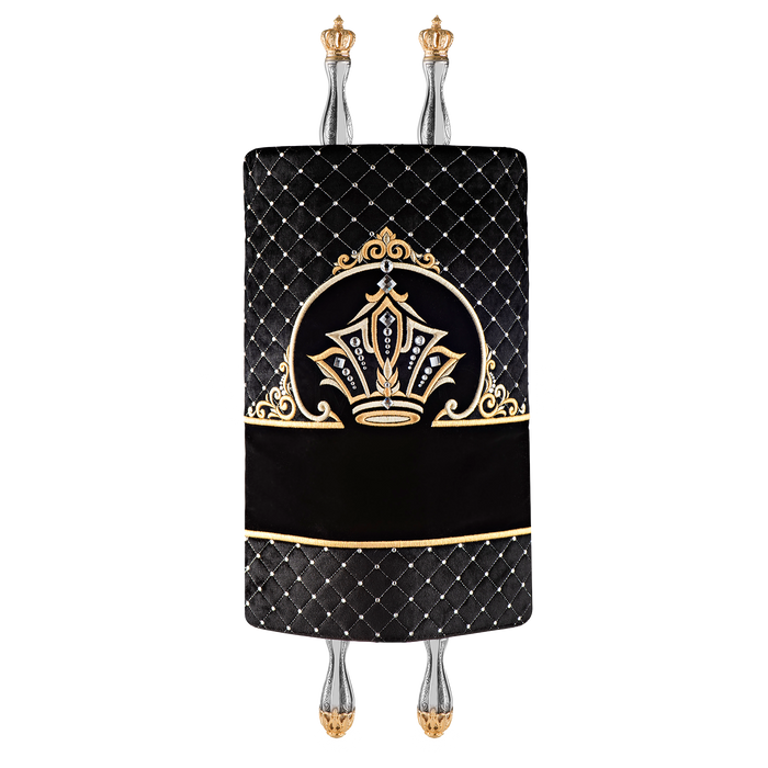 Velvet Torah Mantle - Style 434 -Black - Torah Covers & Mantles