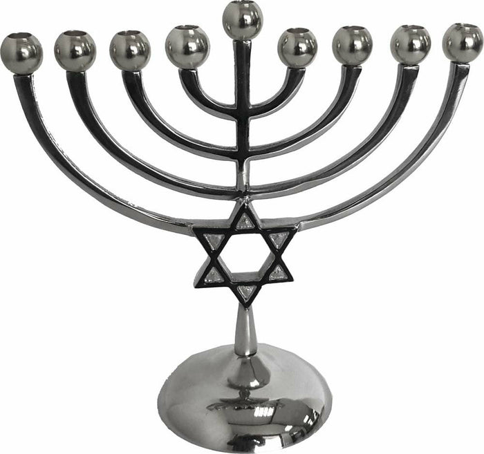 Classic Star Nickle & Gold Menorah (M-9552)