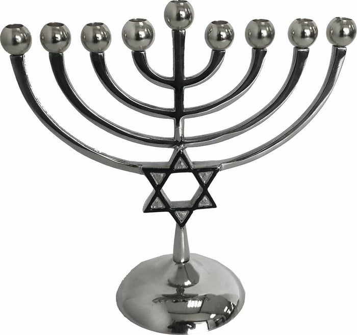 Classic Star Nickle Chanukah Menorah (M-9553)