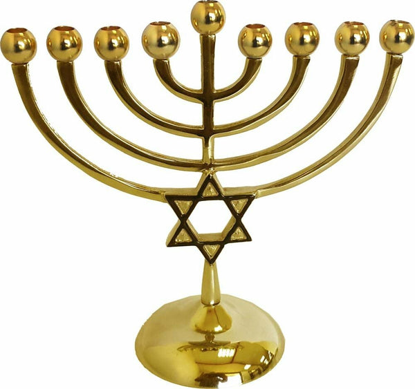 Classic Star Gold Chanukah Menorah (M-9554)