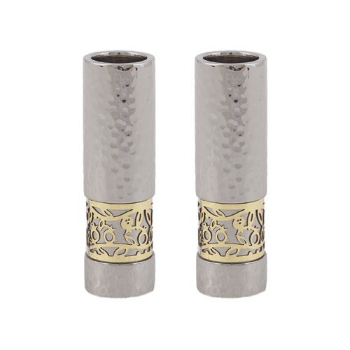 Emanuel Round Candlesticks with Metal Cutout