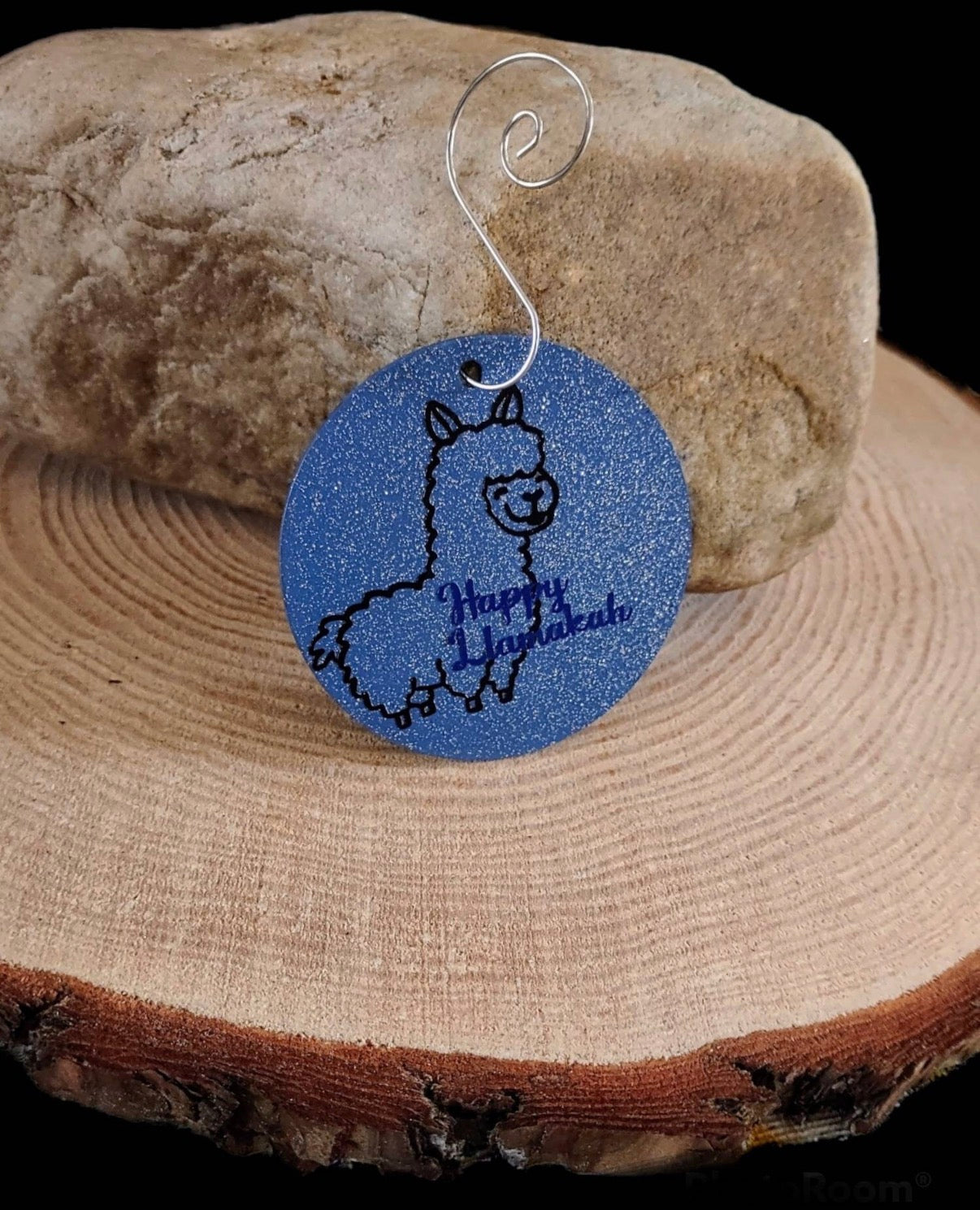 Happy Llamakah wooden llama ornament with acrylic beads and wire | Judaica Square Lakewood (view 2)