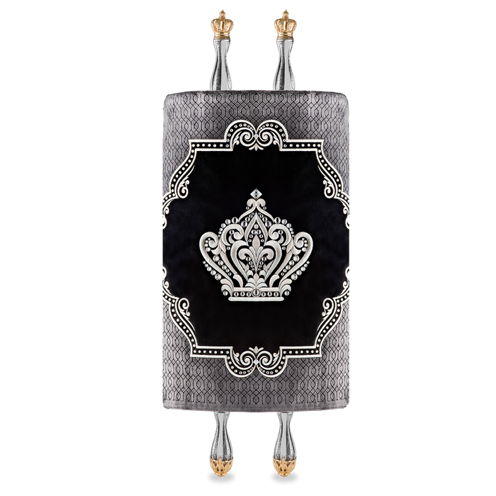 Velvet Torah Mantle - Style 811 -Grey - Torah Covers & Mantles