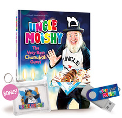 Uncle Moishy - The Very Best Chanukah Guest + USB + FREE Tzedakah Pouch!