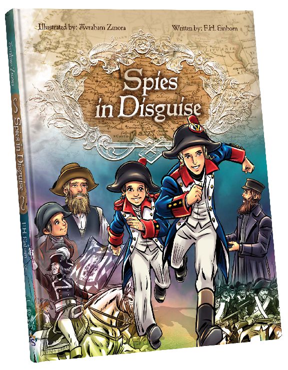Spies in Disguise comic cover showing two boys in French army uniforms running from soldiers