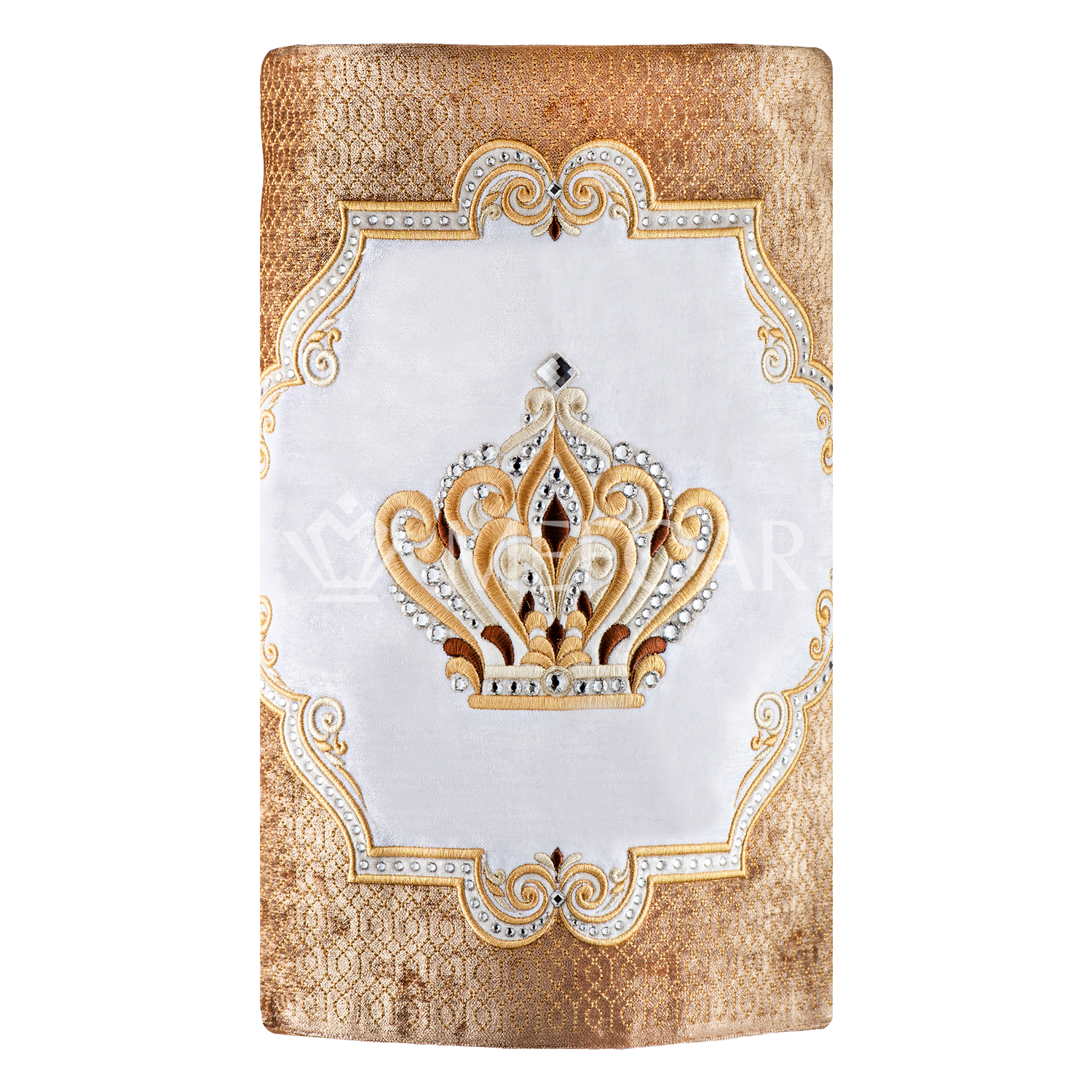 Velvet Torah Mantle - Style 811 -White and Gold - Image 2