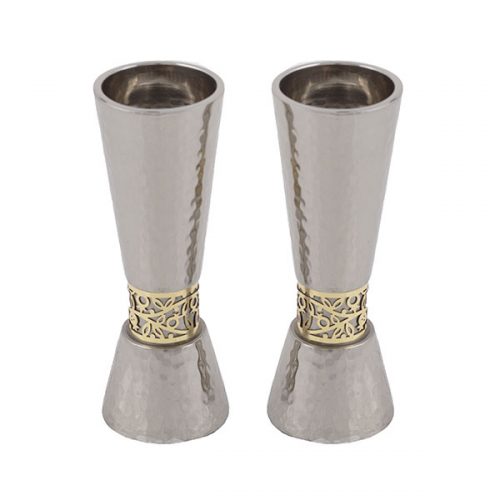 Emanuel Large Candlesticks with Metal Cutout