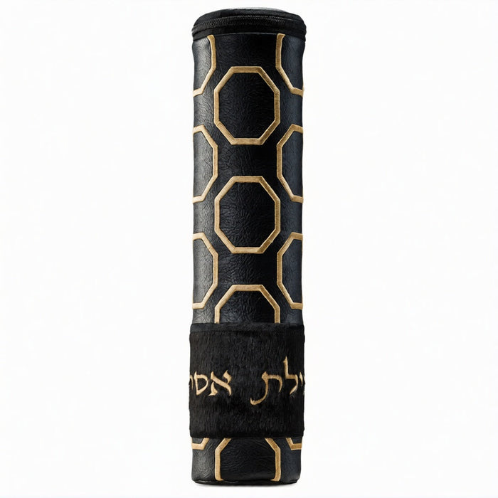 Honeycomb Scroll Megilla Case Black Leather #1285