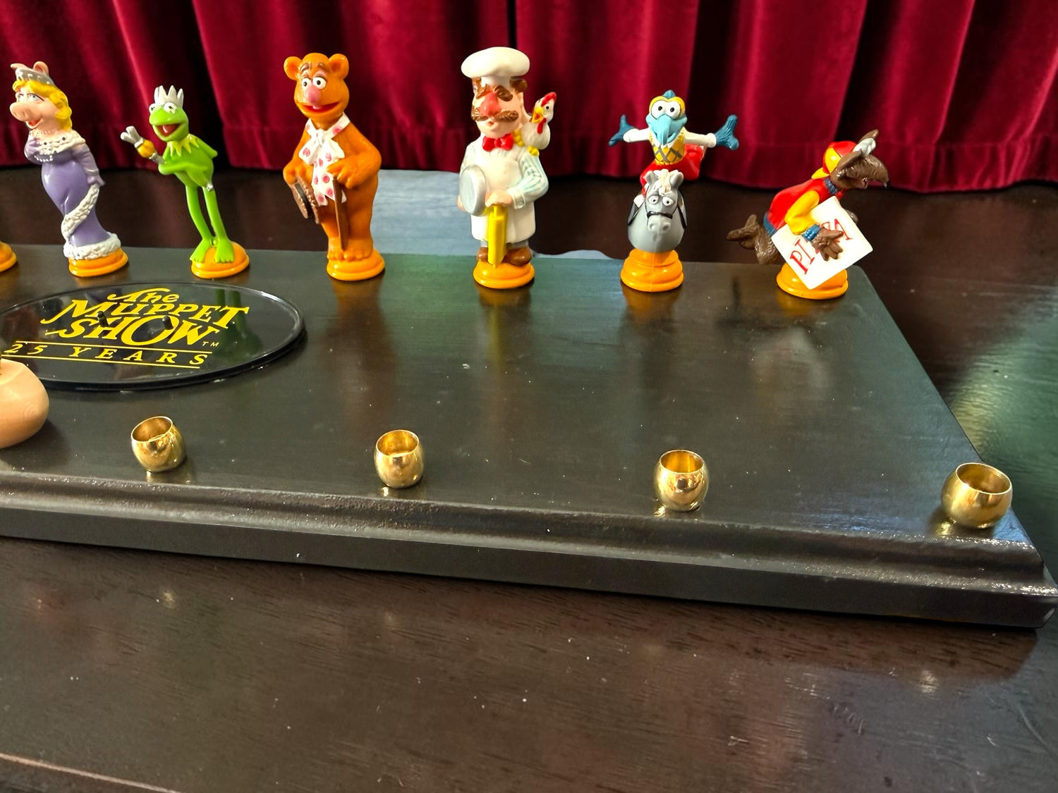 Muppets cast menorah — nine repurposed Muppets figures along a long plaque with brass cups | Judaica Square Lakewood (view 8)