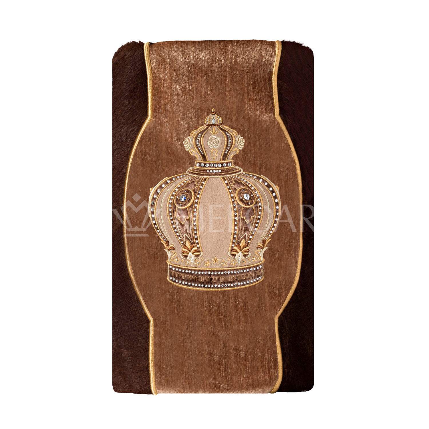 Fur and Velvet Torah Mantle -style 821-Brown - Image 2