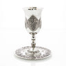 Silverplate Elijah Kiddush Goblet Grape Design With Tray 9"(P-1006L)