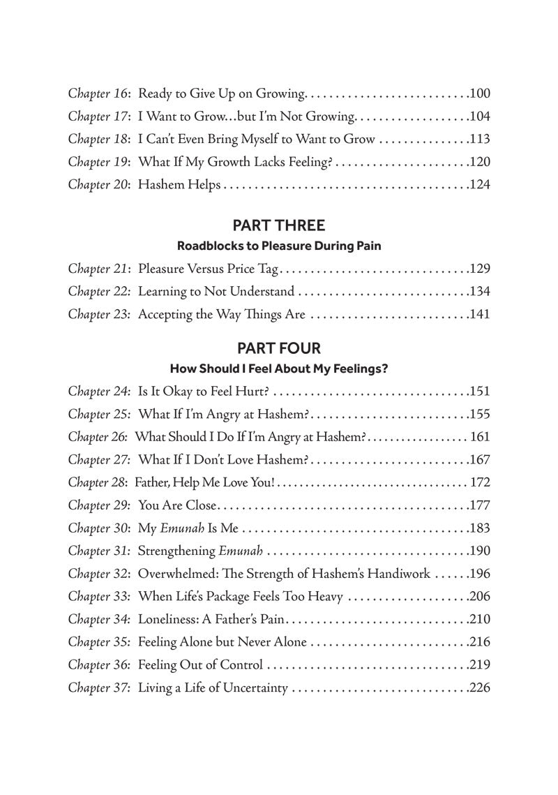 Table of contents, Parts Three and Four — Roadblocks to Pleasure, How Should I Feel chapters
