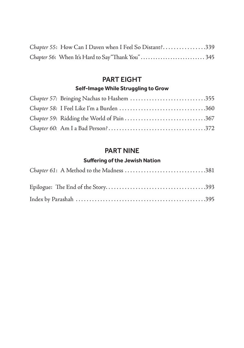 Table of contents, Parts Eight and Nine plus index — Self-Image, Suffering of the Nation
