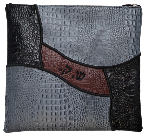 Prestige Croc Tallit & Tefillin Bag — Geometric & Colorblock Design, Supreme Collection (815H-BK2)