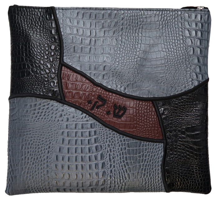 Prestige Croc Tallit & Tefillin Bag — Geometric & Colorblock Design, Supreme Collection (815H-BK2)