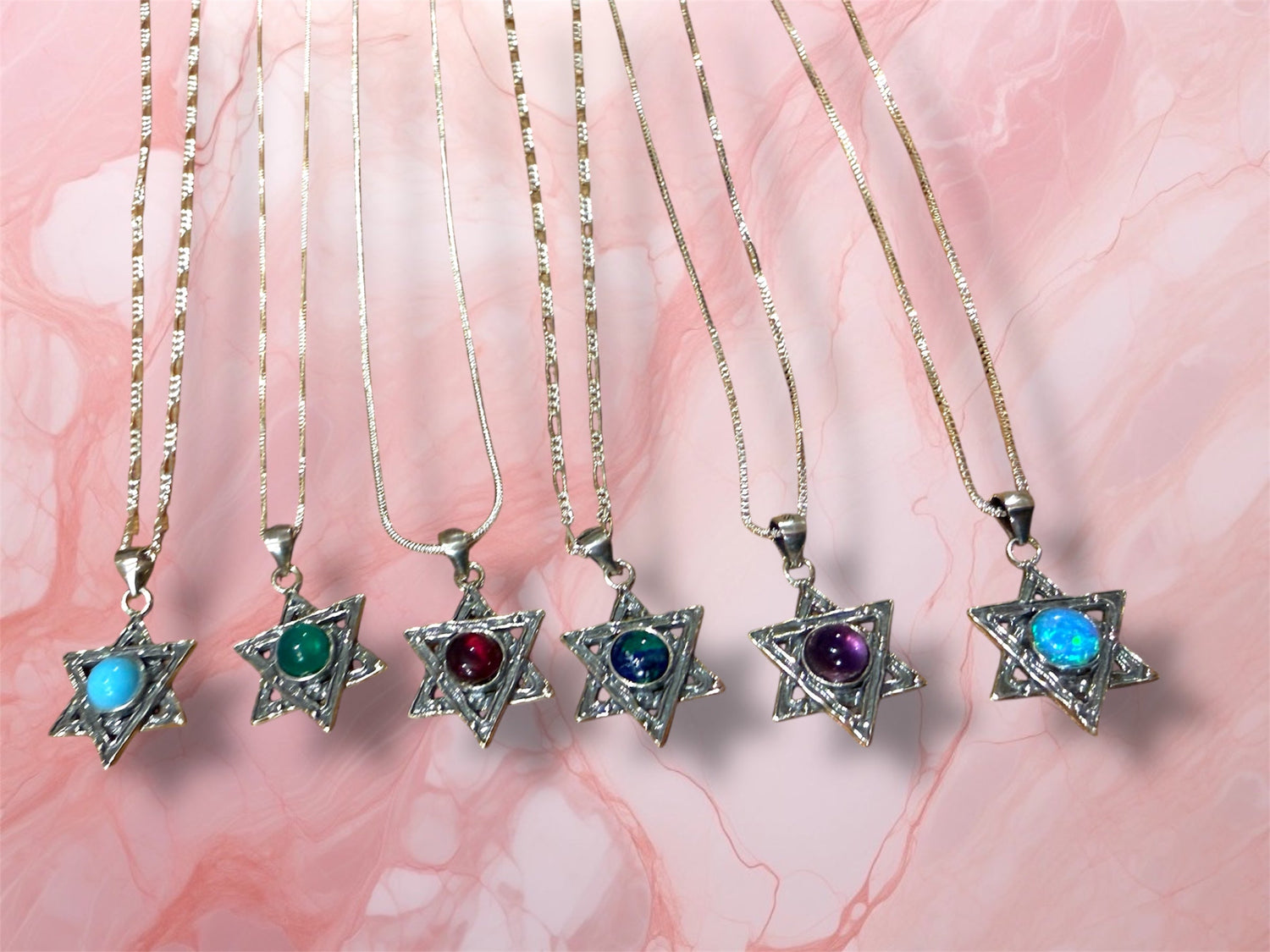 Sterling Star of David pendant with turquoise gemstone center | Judaica Square Lakewood (view 8)